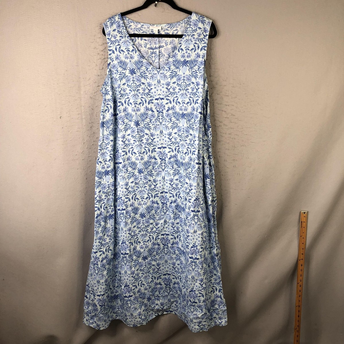 J. Jill Dress Womens 2X Blue Linen Maxi Sleeveless Floral Pineapple Shift Summer | eBay J. Jill Dress Womens 2X Blue Linen Maxi Sleeveless Floral Pineapple Shift Summer | eBay