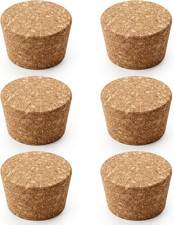 6 Pcs Tapered Cork Stoppers 1.7 to 2 Inch Cork Lids for Glass Bottles Natural Wo