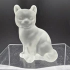 Vintage Fenton Frosted Satin Glass Sitting Cat Figurine 3.5” Made In USA 🇺🇸