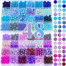 about 1200PCS 8Mm Glass Beads Bracelet Making Kit  48 Assorted Dreamy Purple and