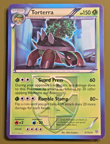 Pokémon TCG Torterra 3/135 Plasma Storm Rare LP