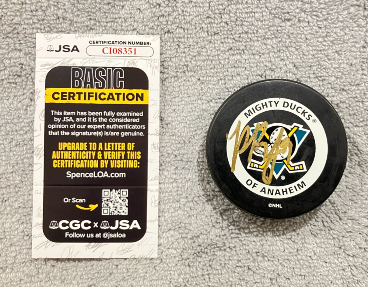 Paul Kariya Signed Autograph Puck Ducks JSA COA