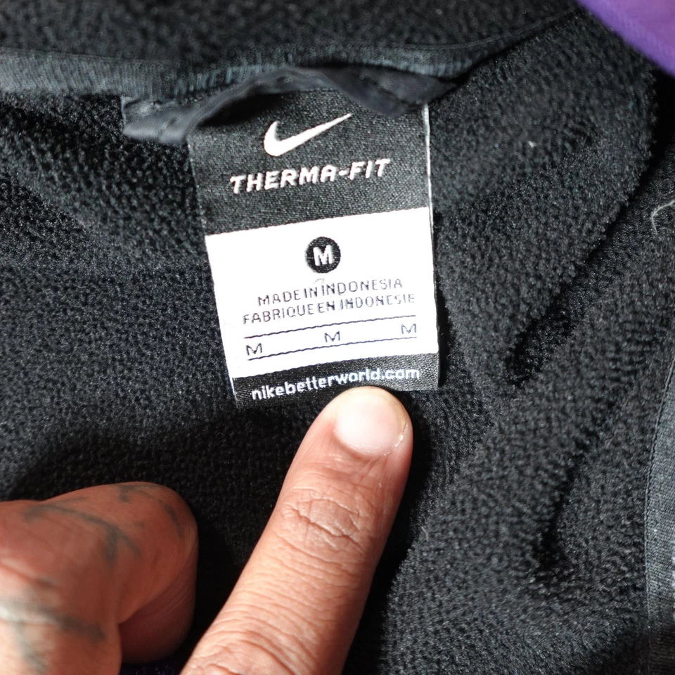 Nike Therma Fit Jacket Mens Medium Black Purple Hooded Full Zip Athletic Sports - Image 4 of 4