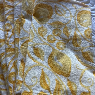 Lot 12 Williams Sonoma Meyer Lemon Block Printed 100 %Cotton Napkins 
