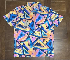 Chubbies Polo Shirt Mens M Orange Leaf Performance New Exploding Nacho Print NWT