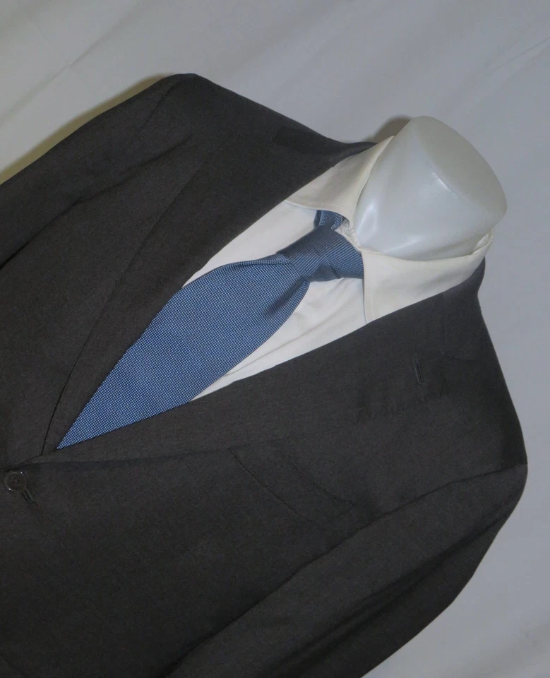 Isaia Sanita Current Silk Blend Solid Charcoal Two Button Suit Jacket 46L - Image 4 of 4