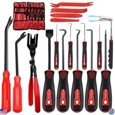 17-Piece Mechanic Hook Pick Tool Set & Auto Trim Removal Kit with Plier