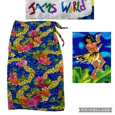 Vintage JAMS WORLD Tropical Hawaiian Hula Dancer Rayon Wrap Skirt Large USA