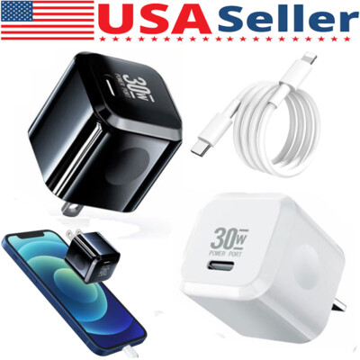For iPhone 14 13 12 11 XR 8 30W Fast Charger Block USB Type C Wall Power Adapter