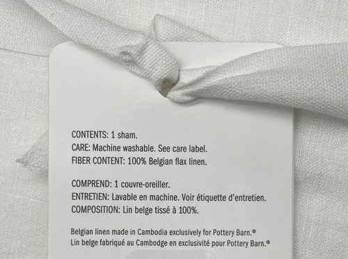 POTTERY BARN BELGIAN FLAX LINEN SET OF 2 EURO SHAMS WHITE BRAND NEW - Picture 3 of 3