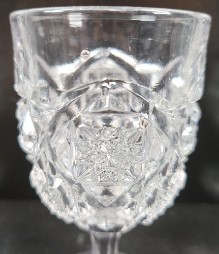 4 Westmoreland Old Quilt Clear Glass Wine Glasses Set Vintage Star Etch EAPG Lot - Picture 20 of 24