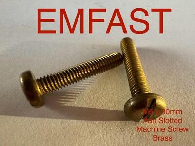 m6 x 30 Pan slot machine screw solid brass slotted 6mm 30mm dome head ...
