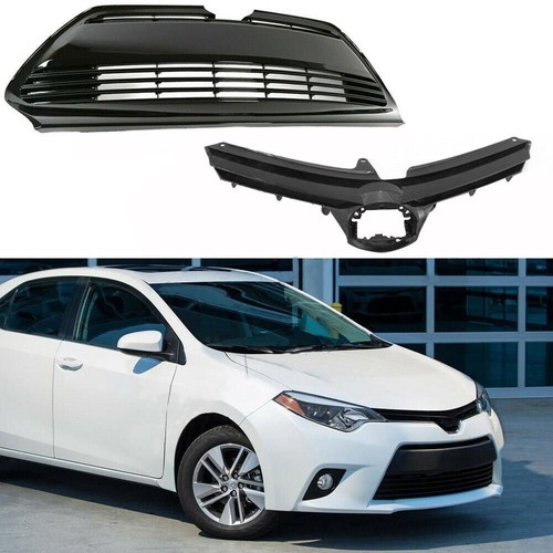 Silscvtt Front Upper & Lower Grille Set For 2017-2019 Toyota Corolla LE/XLE/CE – Gloss Black, 2pcs