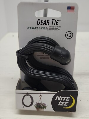 NITE IZE GEAR TIE BENDABLE S-HOOK, 2 in PACK, MADE IN USA, FORM & HANG ANYTHING 