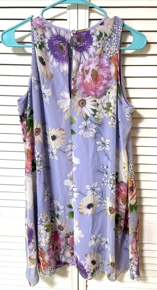 Calvin Klein Dress Lavender Floral Print Sleeveless Shift dress Lined 14p - Image 4 of 4