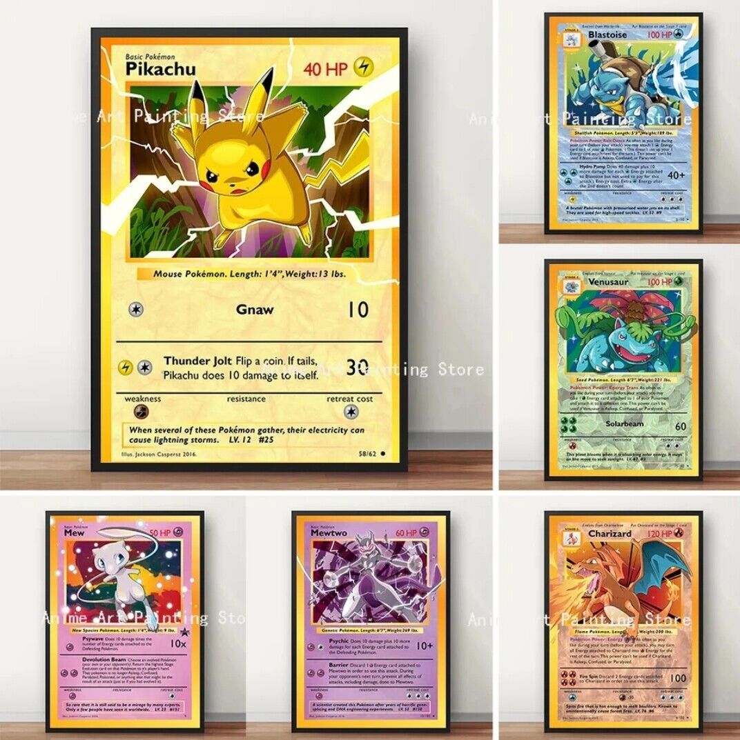 Pokemon trading card poster canvasTCG wall art anime home decor