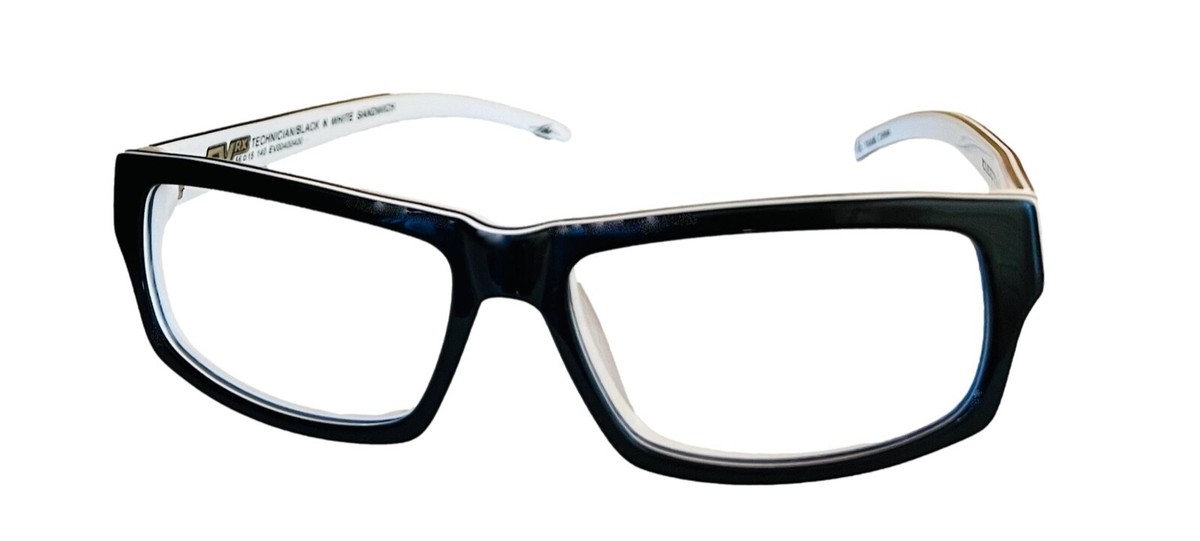 Electric Mens Eyeglass Rectangle Plastic Black N White Technician