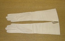 Van Raalte Gloves 15"  NOS/NEW Vintage Off White Kid Leather Womens Size 6.5