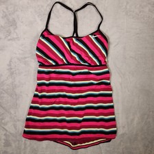Nike Tankini Womens Size 8 Red Stripe Racerback Built in Bra Athleisure Gym Yoga