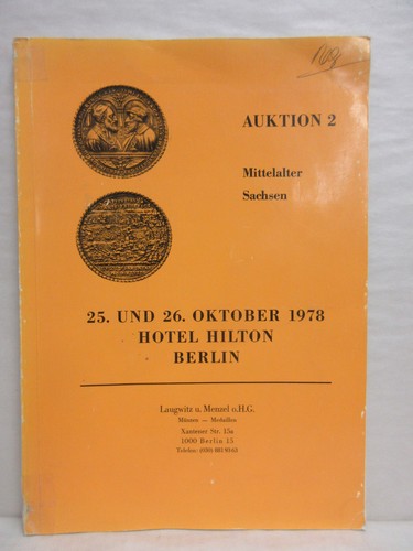 Laugwitz u Menzel Auction Catalog #2 Mittelalter Sachsen Coins & Medals 1978