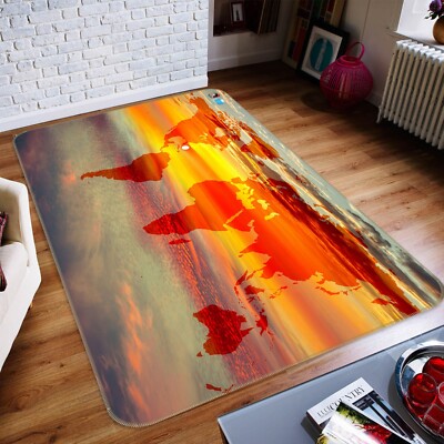 3D Red World Map NBC1184 Game Rug Mat Elegant Photo Carpet Mat Fay 2023