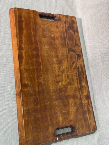 Wood Tray with inlay etching flower scene possible teakwood vintage antique - Picture 16 of 18