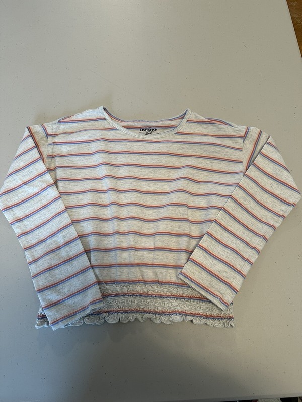 Osh Kosh Girls Size 12 Striped Long Sleeve T-shirt Elastic Waist 
