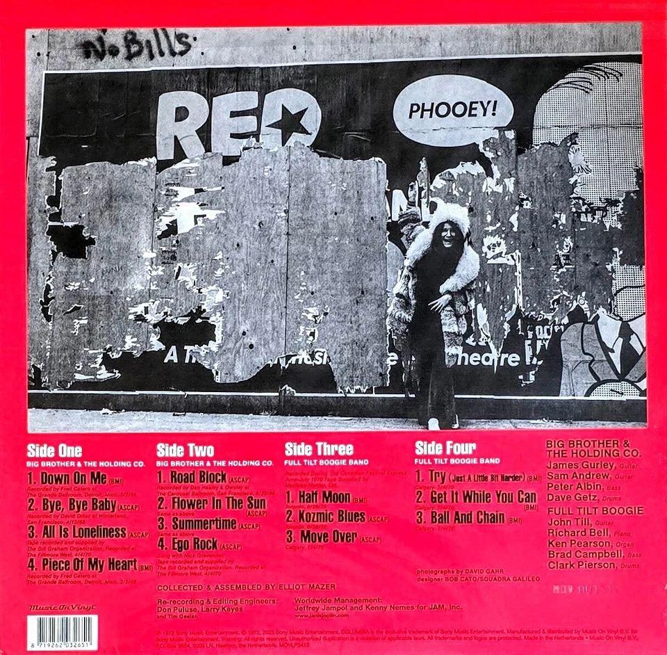 JANIS JOPLIN IN CONCERT - 180-GRAM " RED " VINYL 2-LP SET " NEW, SEALED " - Image 2 of 2