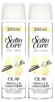 2 Gillette Satin Care and Olay Vanille Kaschmir Damen Körperrasiergel - 200 ml