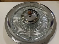 VINTAGE 1960's Kromex 6 Pc Rotating LAZY SUSAN  16" Glass/silverplated with LID