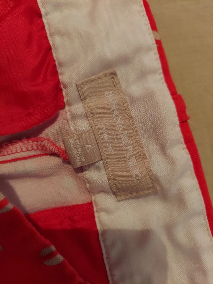 Mujer J. Pantalones Cortos Crew Caqui 6 Rojo Algodón Chino Foto 3 de 4