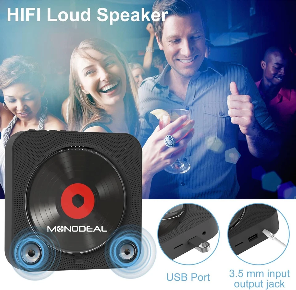 Bluetooth MINI CD Player eingebauten HiFi Lautsprechern Desktop CD-Player DE - Bild 3 von 4