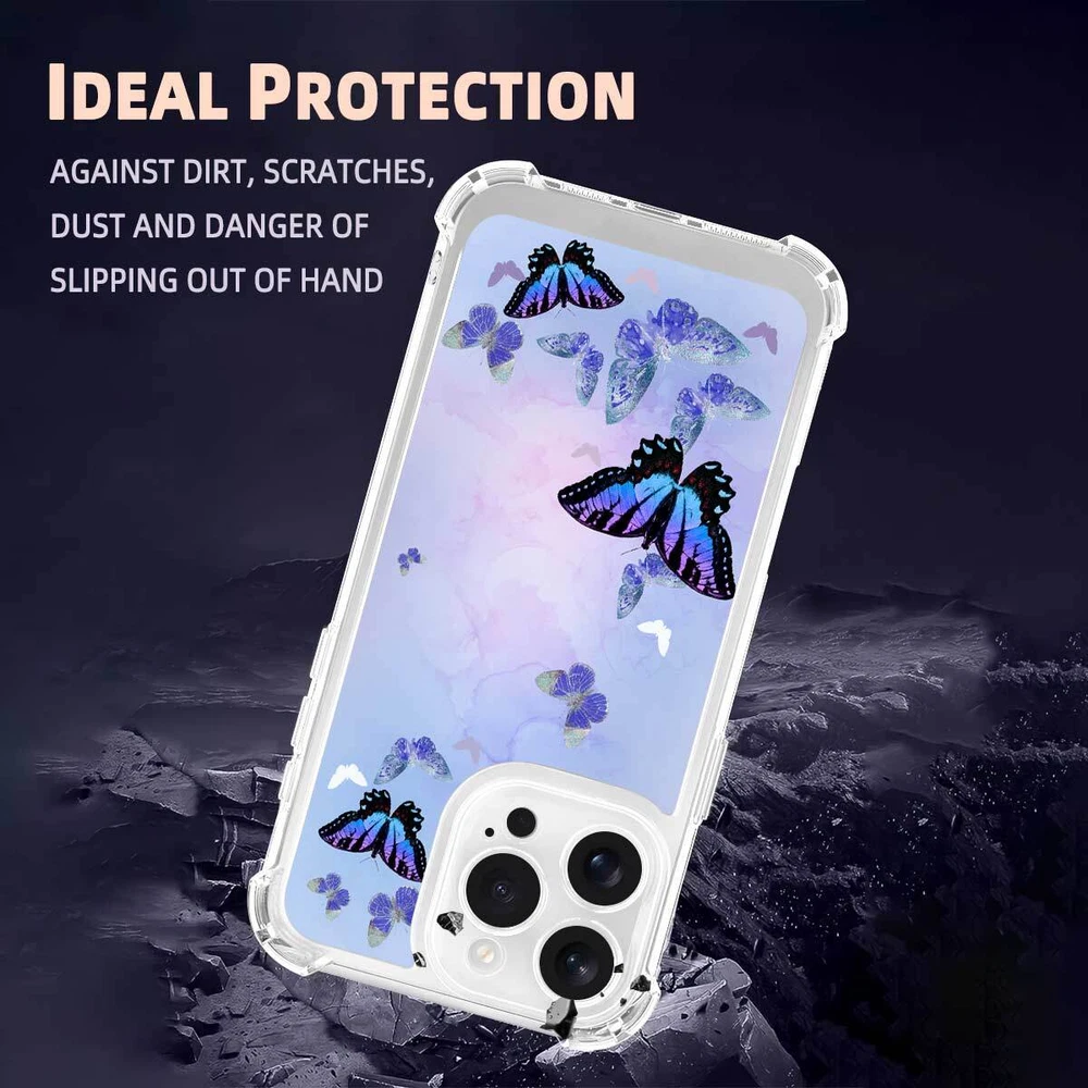 iPhone 14 Pro Max 15 16 Plus Samsung A56 A16 Butterfly TPU Case