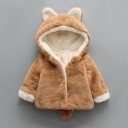 Unisex Kids Faux Fur Top Fleece Lined Hooded Coat Jacket Furry Thermal Winter - Afbeelding 1 van 16