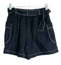 Zara Girls Long Baggy Cargo Shorts Black Size 11-12 Elastic Waist  Belted