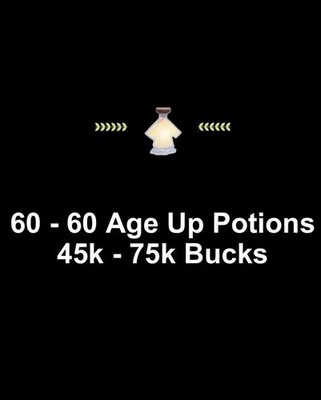 Adopt Me! Game Item 60 Age Up Potions + 45k-75k Bucks Virtual Item