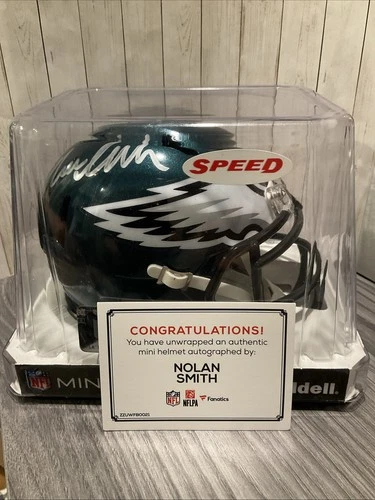 PHILADELPHIA EAGLES NOLAN SMITH JR SIGNED MINI HELMET  JSA