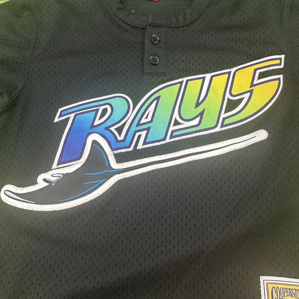 Camiseta deportiva para hombre Tampa Bay Rays pequeña negra Wade Boggs Mitchell & Ness retro cosida Foto 4 de 4