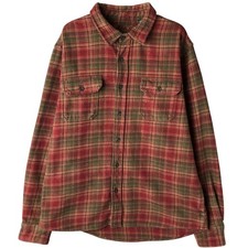 Used Orvis long-sleeved heavy flannel check shirt men's size L approx.