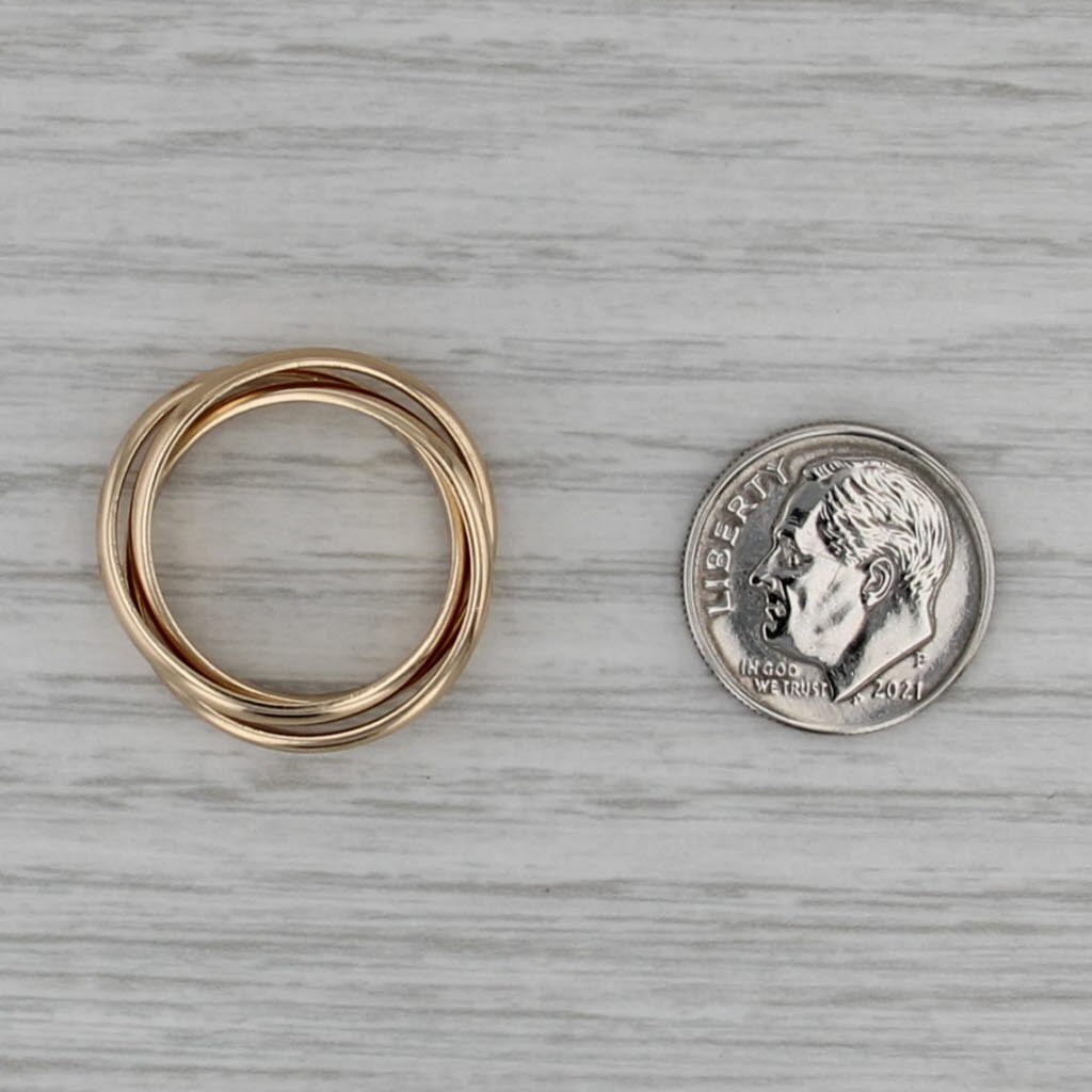 3 Interlocking Bands Puzzle Rolling Ring 14k Yell… - image 8