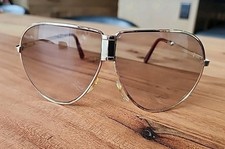 Vintage Ferrari Style Foldable Aviator Sunglasses Gold Tone Brown Gradient Lens