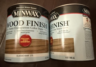 Lot of 2 Minwax Wood Water-Based Semi-Transparent Gray Water-Based WoodStain 1qt