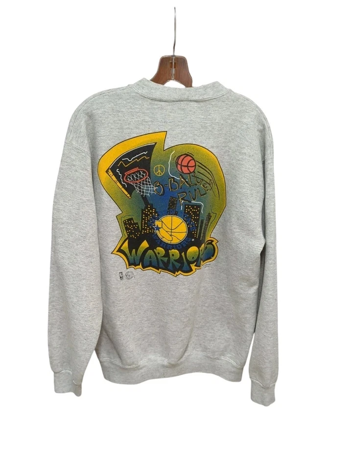 VTG 90's Golden State Warriors Gray Sweatshirt Slammin Net City LT NBA LOGO 7 - Image 3 of 4