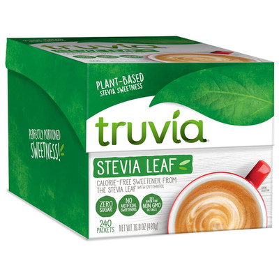 Truvia Stevia Leaf Sweetener Packets 240 Count Calorie-Free Non-GMO Keto