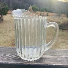 Vintage Anchor Hocking Ribbed Water/beer Pitcher Hobnail Bottom