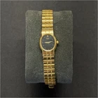 Rare Vintage Seiko Women's Quartz Wristwatch Gold Bracelet Black Oval Dial
