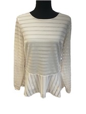 Banana Republic Womans Ivory Eyelet Lace Zipper In Back Blouse SZ M