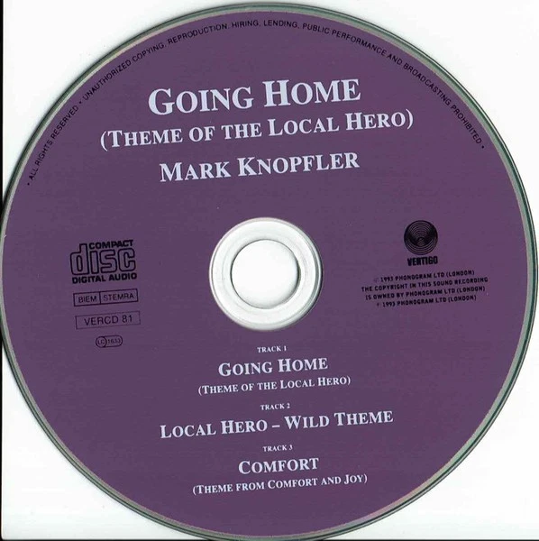 MARK KNOPFLER - GOING HOME (THEME OF THE LOCAL HERO) CD SINGLE VERCD 81 - Image 3 of 3