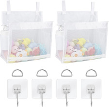 2 Pack Mesh Bath Toys Organizer, Kids Bathroom Toy Storage Holder with Hooks, Bo
