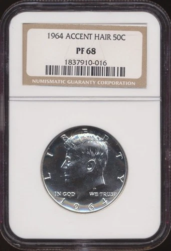 1964 Kennedy Half Dollar NGC PF 68 - Accent Hair